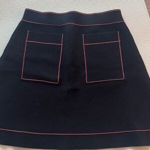 Sandro Black Skirt with Red Stitching